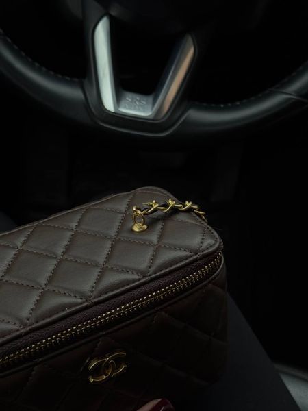 Chanel Classic Brown Lambskin Pearl Crush Vanity Gold [магнітна коробка] pr7879 фото