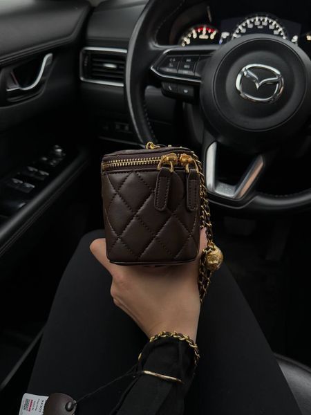 Chanel Classic Brown Lambskin Pearl Crush Vanity Gold [магнітна коробка] pr7879 фото