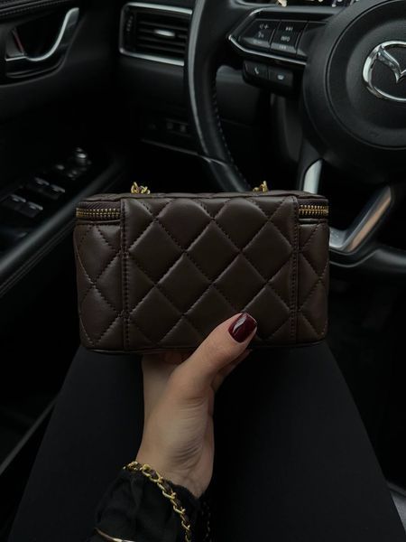Chanel Classic Brown Lambskin Pearl Crush Vanity Gold [магнітна коробка] pr7879 фото