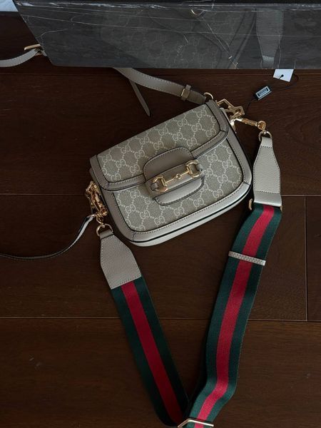 Gucci Horsebit 1955 Mini Bag Light Grey Soft [оригінальна коробка] pr02777 фото