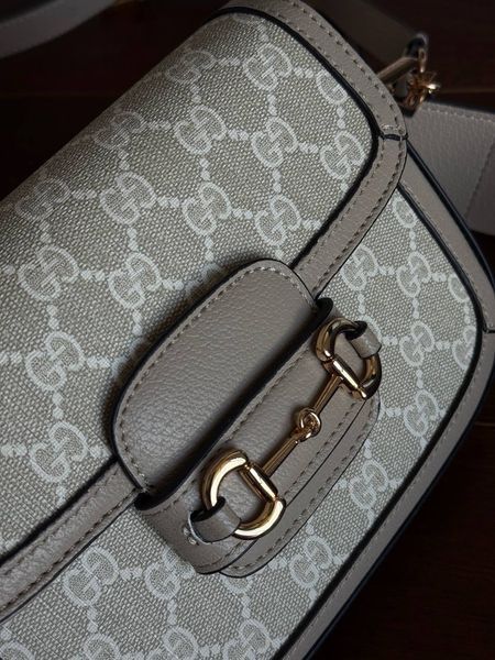 Gucci Horsebit 1955 Mini Bag Light Grey Soft [оригінальна коробка] pr02777 фото