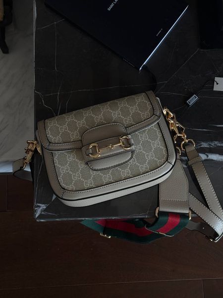 Gucci Horsebit 1955 Mini Bag Light Grey Soft [оригінальна коробка] pr02777 фото