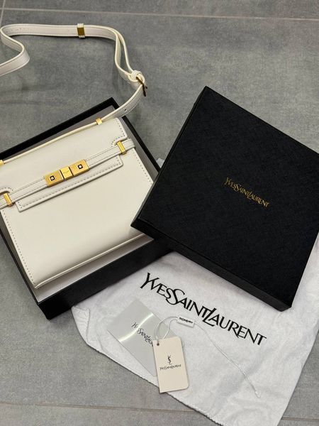 Saint Laurent Manhattan Medium Leather Shoulder Bag Milk pr5121 фото