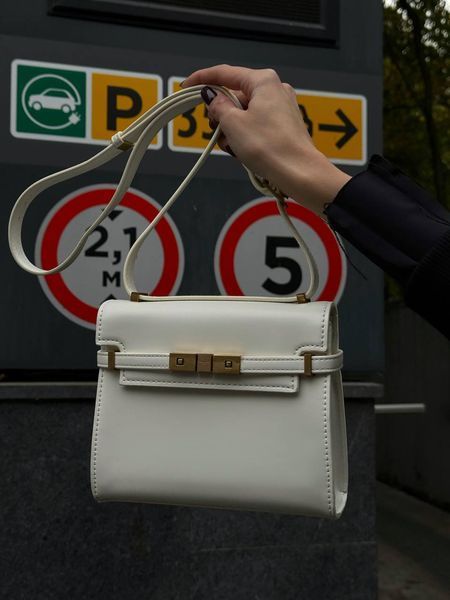 Saint Laurent Manhattan Medium Leather Shoulder Bag Milk pr5121 фото