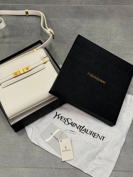 Saint Laurent Manhattan Medium Leather Shoulder Bag Milk pr5121 фото