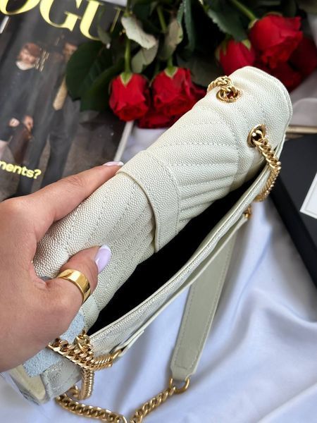 Saint Laurent Leather Envelope Chain Bag Milk pr5109 фото