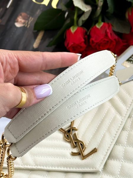 Saint Laurent Leather Envelope Chain Bag Milk pr5109 фото