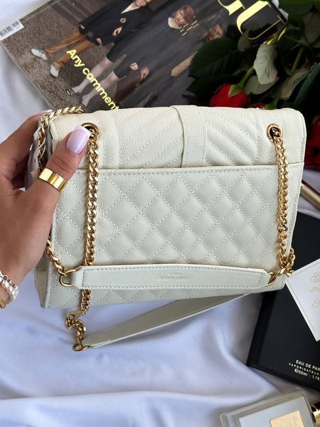 Saint Laurent Leather Envelope Chain Bag Milk pr5109 фото