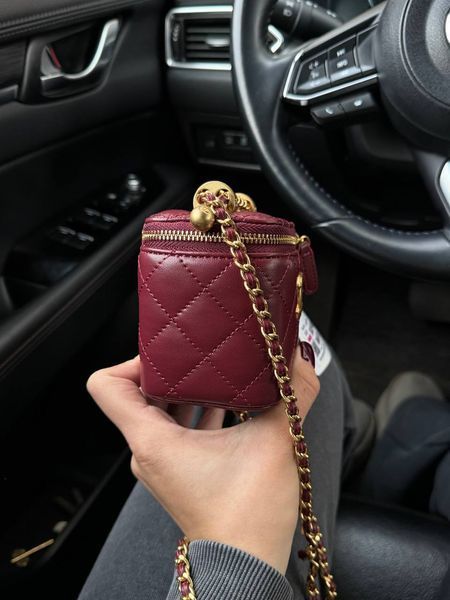 Chanel Classic Burgundy Lambskin Pearl Crush Mini Vanity Case Коробка магніт pr9909 фото