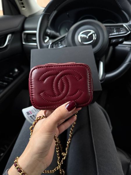 Chanel Classic Burgundy Lambskin Pearl Crush Mini Vanity Case Коробка магніт pr9909 фото