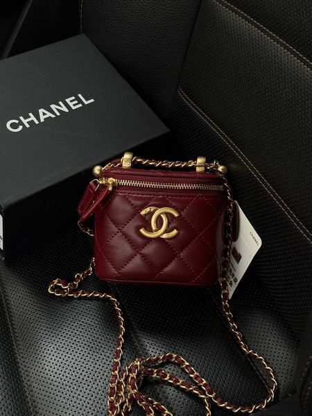 Chanel Classic Burgundy Lambskin Pearl Crush Mini Vanity Case Коробка магніт pr9909 фото