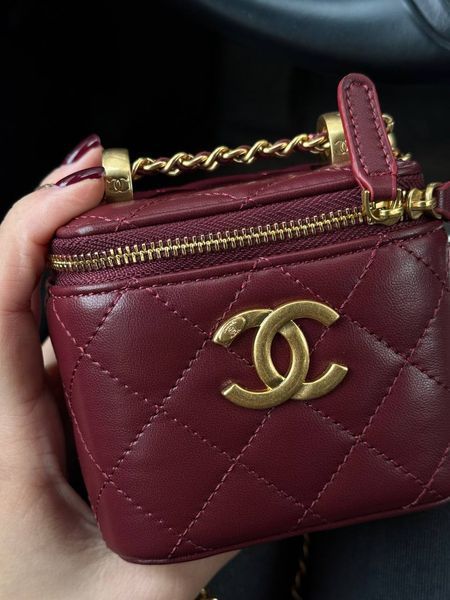 Chanel Classic Burgundy Lambskin Pearl Crush Mini Vanity Case Коробка магніт pr9909 фото