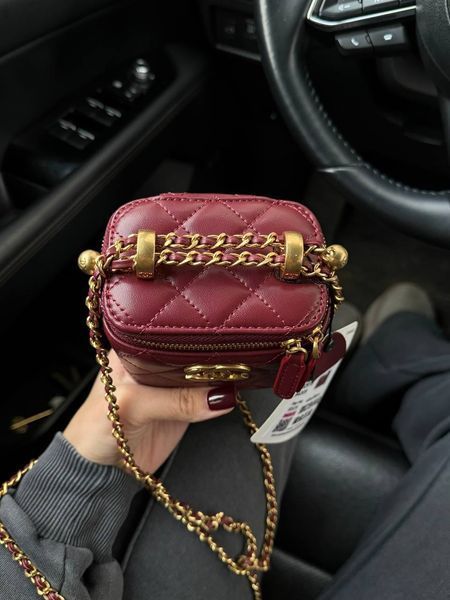Chanel Classic Burgundy Lambskin Pearl Crush Mini Vanity Case Коробка магніт pr9909 фото