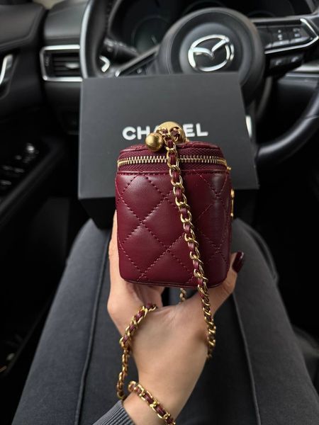 Chanel Classic Burgundy Lambskin Pearl Crush Mini Vanity Case Коробка магніт pr9909 фото