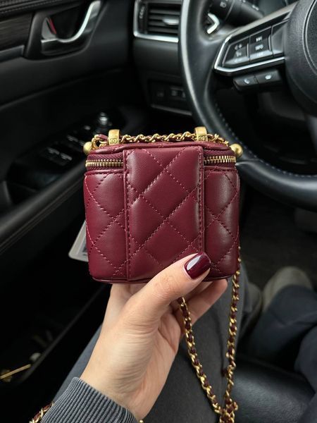 Chanel Classic Burgundy Lambskin Pearl Crush Mini Vanity Case Коробка магніт pr9909 фото