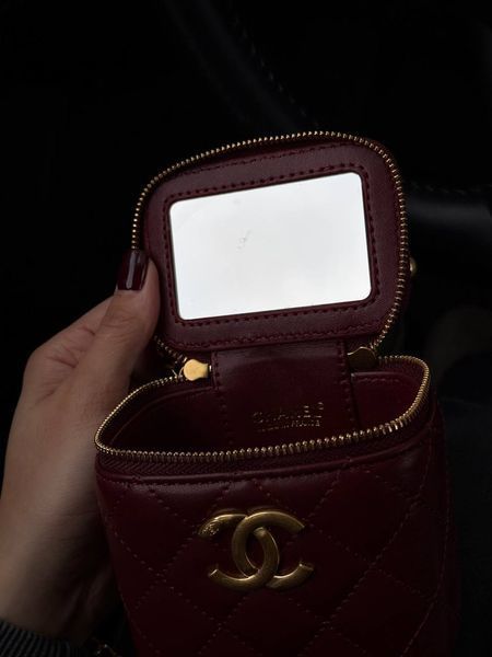 Chanel Classic Burgundy Lambskin Pearl Crush Mini Vanity Case Коробка магніт pr9909 фото