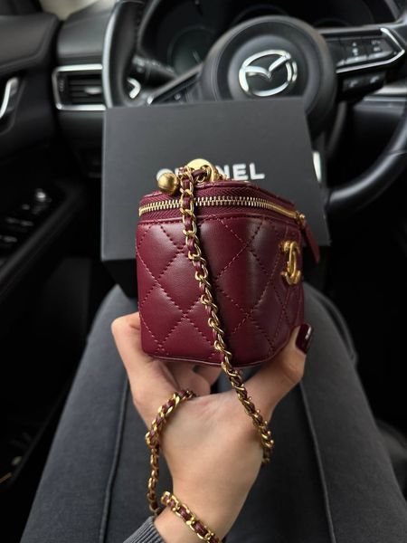 Chanel Classic Burgundy Lambskin Pearl Crush Mini Vanity Case Коробка магніт pr9909 фото