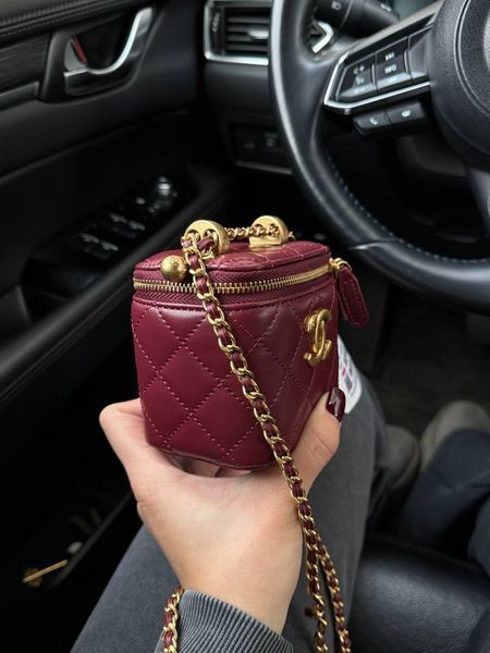 Chanel Classic Burgundy Lambskin Pearl Crush Mini Vanity Case Коробка магніт pr9909 фото