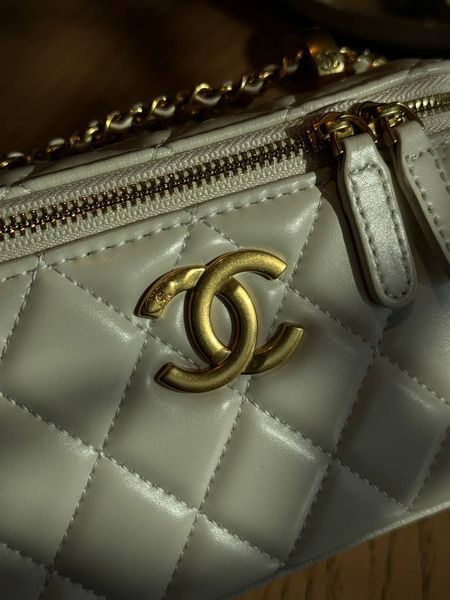 Chanel Classic Cream Lambskin Pearl Crush Vanity Bag Cream/Gold [оригінальна магнітна коробка] pr2080 фото
