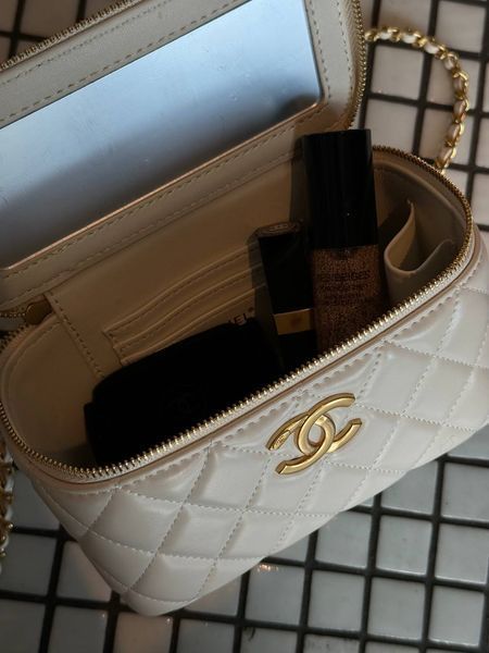 Chanel Classic Cream Lambskin Pearl Crush Vanity Bag Cream/Gold [оригінальна магнітна коробка] pr2080 фото