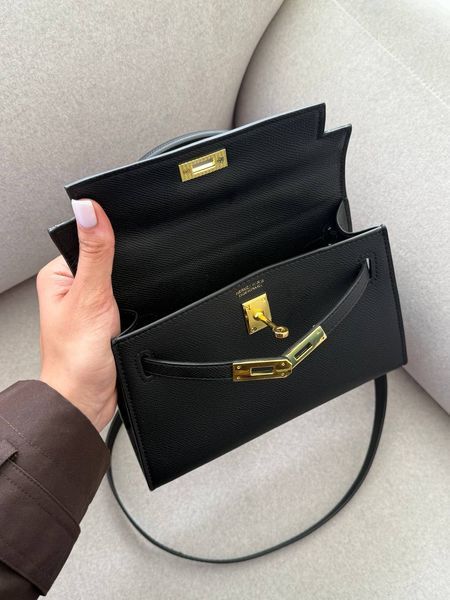 Herm&egrave;s Mini Kelly Black Gold Hardware Магнітна коробка H8212 фото