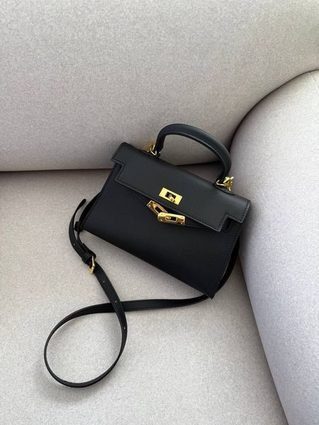 Herm&egrave;s Mini Kelly Black Gold Hardware Магнітна коробка H8212 фото
