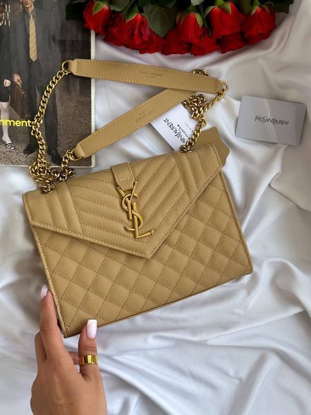 Saint Laurent Leather Envelope Chain Bag Beige pr5110 фото