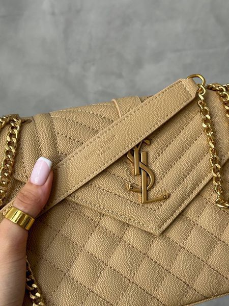 Saint Laurent Leather Envelope Chain Bag Beige pr5110 фото