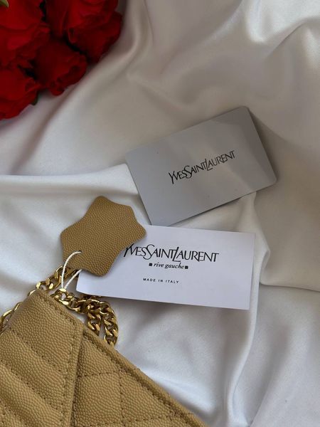 Saint Laurent Leather Envelope Chain Bag Beige pr5110 фото