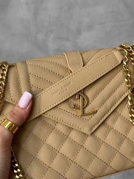 Saint Laurent Leather Envelope Chain Bag Beige pr5110 фото