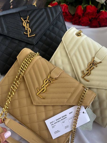 Saint Laurent Leather Envelope Chain Bag Beige pr5110 фото