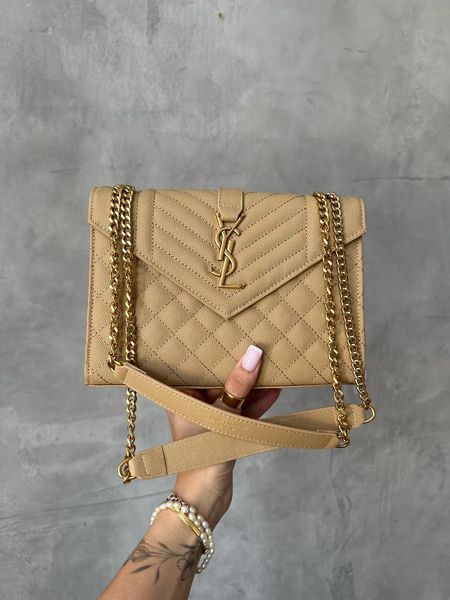 Saint Laurent Leather Envelope Chain Bag Beige pr5110 фото
