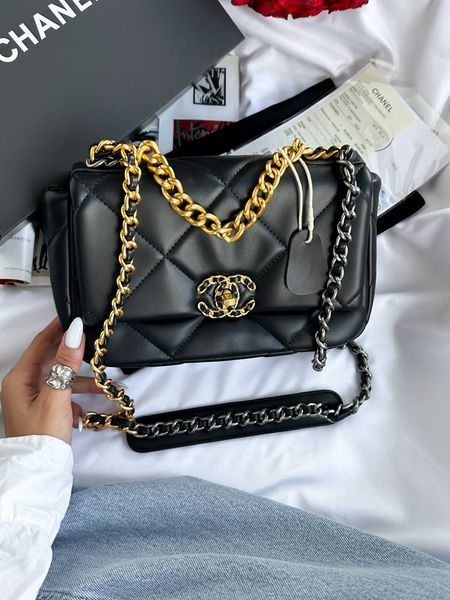 Chanel 19 Large Handbag Black/Gold [магніт коробка] pr88422 фото