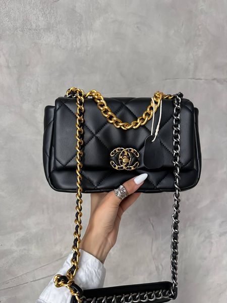 Chanel 19 Large Handbag Black/Gold [магніт коробка] pr88422 фото