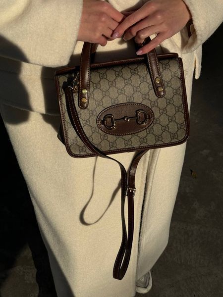 Gucci Horsebit 1955 GG Mini Top Handle Bag in Brown NEW W DUST BAG pr00090 фото