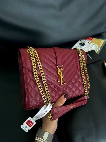 Saint Laurent Leather Envelope Chain Bag Red КОРОБКА МАГНІТ pr5117 фото