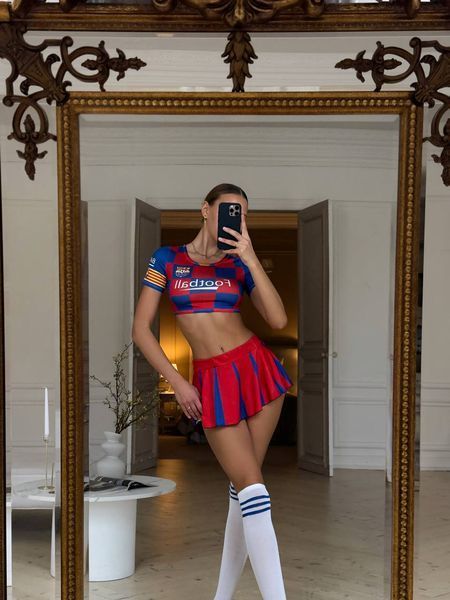 Форма cheerleader у стилі футбольного клубу з міні -спідничкою DO3866 фото