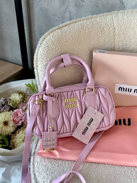Miu Miu Arcadie Matelass&eacute; Nappa Leather Bag Pink [ориг коробка] miu3505 фото