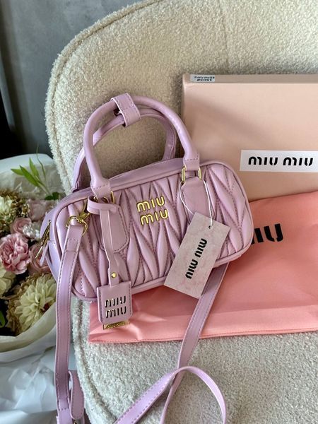 Miu Miu Arcadie Matelass&eacute; Nappa Leather Bag Pink [ориг коробка] miu3505 фото
