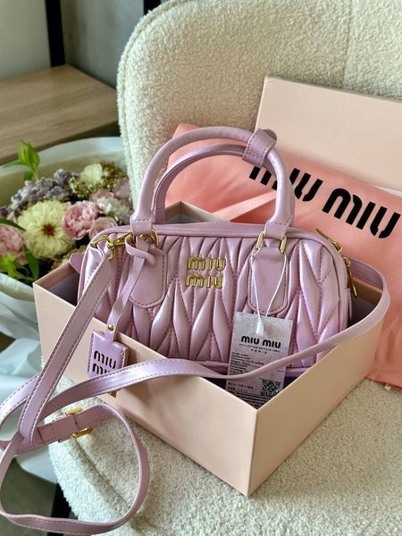 Miu Miu Arcadie Matelass&eacute; Nappa Leather Bag Pink [ориг коробка] miu3505 фото