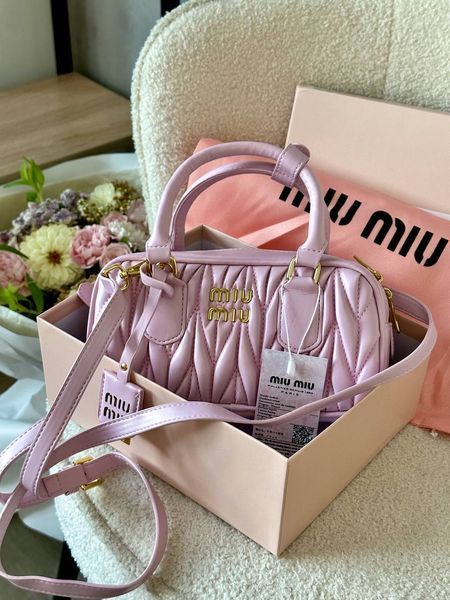 Miu Miu Arcadie Matelass&eacute; Nappa Leather Bag Pink [ориг коробка] miu3505 фото