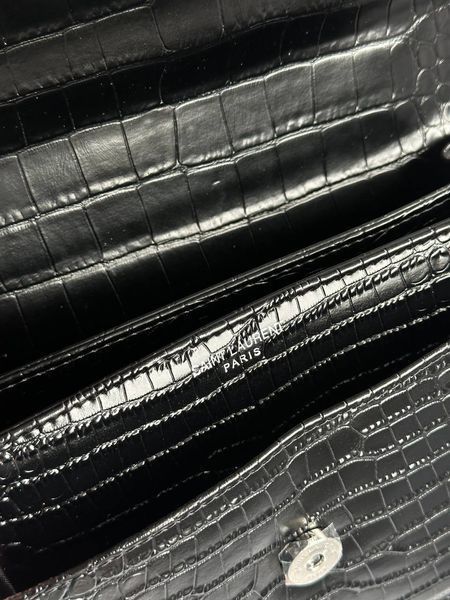 Yves Saint Laurent Medium Sunset in Smooth Leather Black/Silver Snake Skin магнітна коробка pr5102 фото