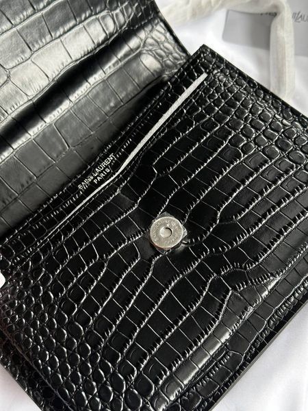 Yves Saint Laurent Medium Sunset in Smooth Leather Black/Silver Snake Skin магнітна коробка pr5102 фото