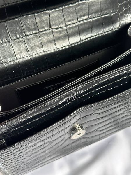 Yves Saint Laurent Medium Sunset in Smooth Leather Black/Silver Snake Skin магнітна коробка pr5102 фото