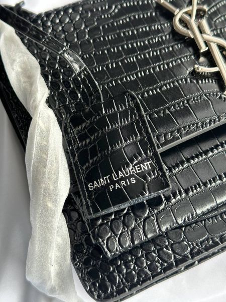 Yves Saint Laurent Medium Sunset in Smooth Leather Black/Silver Snake Skin магнітна коробка pr5102 фото