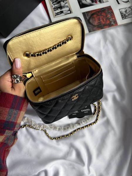 Chanel Classic Black Lambskin Pearl Crush Vanity Bag Текстурна шкіра [оригінальна коробка] pr2075 фото