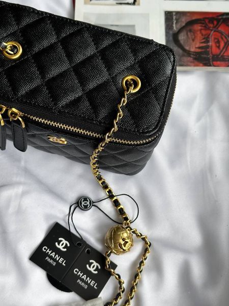 Chanel Classic Black Lambskin Pearl Crush Vanity Bag Текстурна шкіра [оригінальна коробка] pr2075 фото