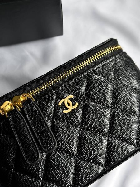 Chanel Classic Black Lambskin Pearl Crush Vanity Bag Текстурна шкіра [оригінальна коробка] pr2075 фото