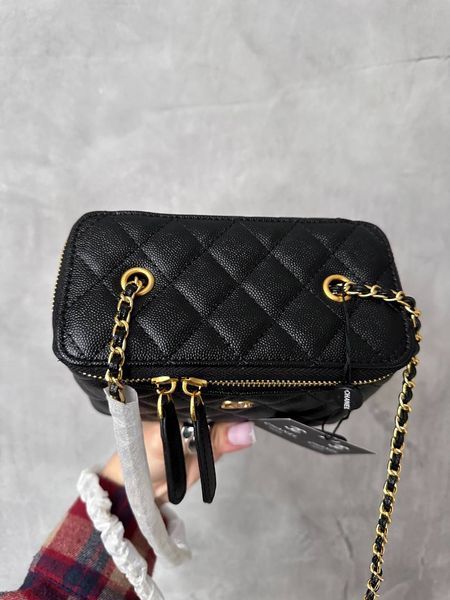 Chanel Classic Black Lambskin Pearl Crush Vanity Bag Текстурна шкіра [оригінальна коробка] pr2075 фото