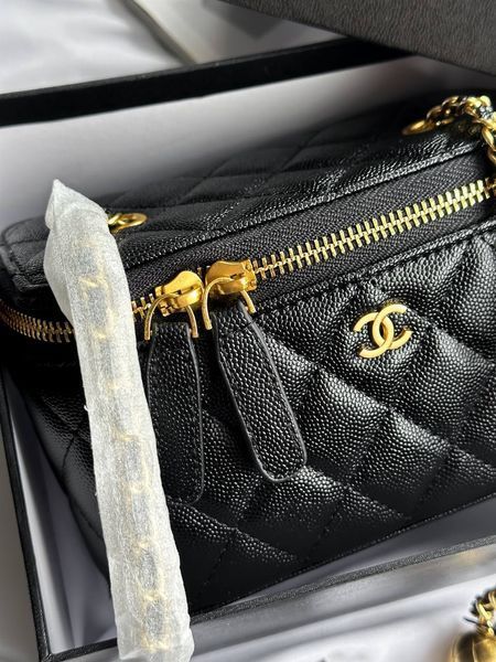 Chanel Classic Black Lambskin Pearl Crush Vanity Bag Текстурна шкіра [оригінальна коробка] pr2075 фото